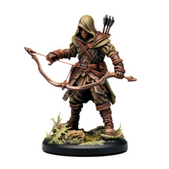 Miniature of a Hooded Ranger with bow and arrows for tabletop roleplaying game