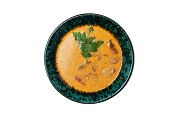 Asian soup with seafood in a plate