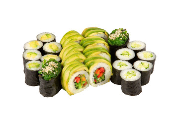 set of sushi, rolls on a white background
