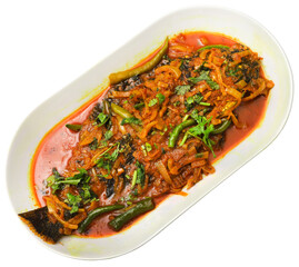 Cooked flatfish in a dish