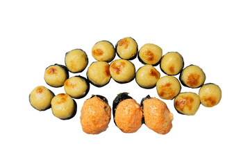 set of sushi, rolls on a white background