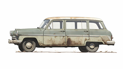 Illustration of old vintage classic old-timer car