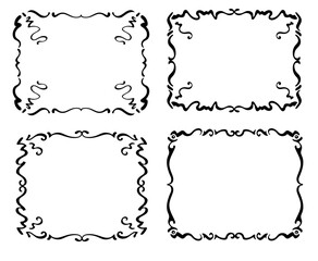 Set of four decorative hand drawn vector frames