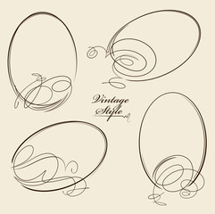 Beautiful collection of oval frames. Vector illustration