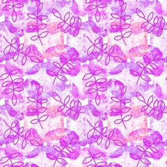 Abstract paint spots floral seamless leaves and branches pattern for wrapping paper and fabrics and linens