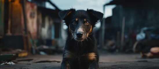 Camera curious stray dog from Thailand gazing with an inquisitive expression