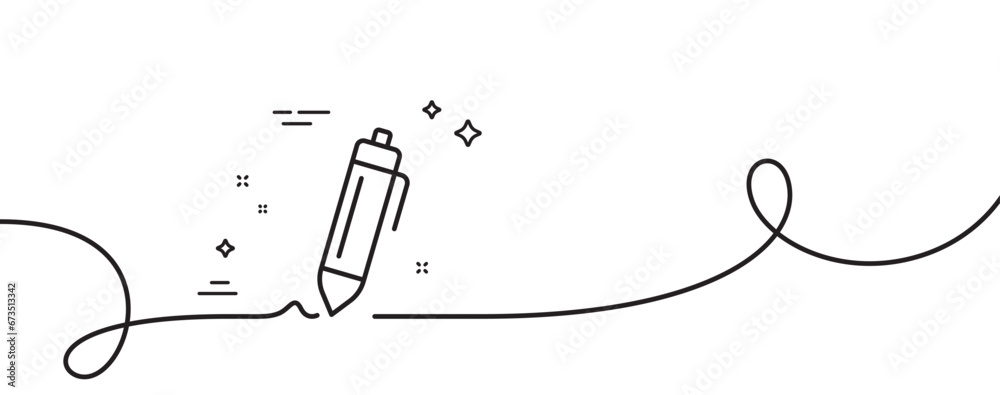 Aufkleber signature line icon. continuous one line with curl. written pen sign. education symbol. signature si