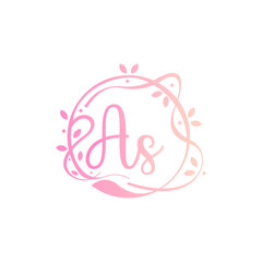 A S AS Beauty vector initial logo, handwriting logo of initial signature, wedding, fashion, jewerly, boutique, floral and botanical with creative template