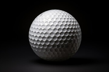 White golf ball isolated on dark black background