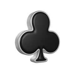 Poker Playing Card Clover or Club suit 3D render icon