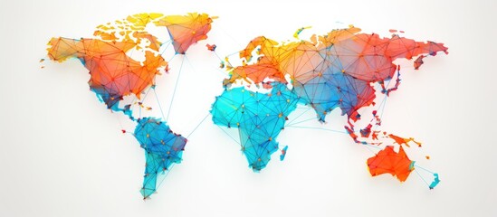 White background with a map showing global connections