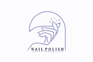 nail salon logo design vector with creative nail polish beauty