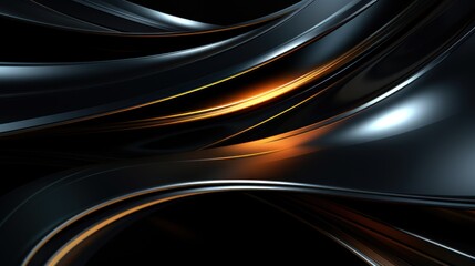 Fototapeta premium Abstract background, black orange wave fluid background, wallpaper banner concept