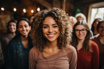 a group of people of different nationalities and smile - obrazy, fototapety, plakaty