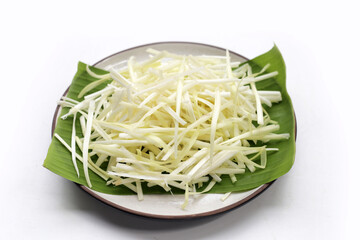 White garlic chives on white backgreound.