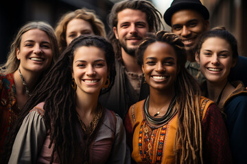 a group of people of different nationalities and smile