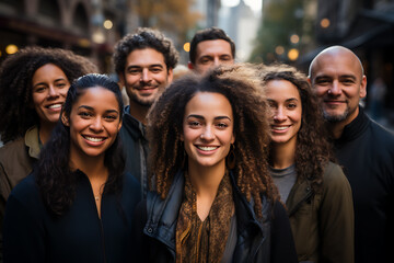 a group of people of different nationalities and smile