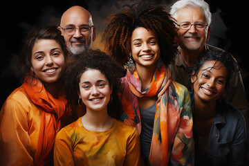 a group of people of different nationalities and smile