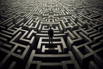 man inside maze, finding his path to himsels