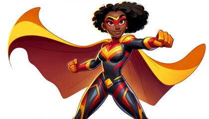 2D illustration of a superhero in a colorful costume isolated on a white background