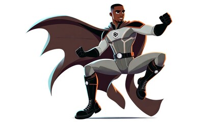 2D illustration of a superhero in a colorful costume isolated on a white background