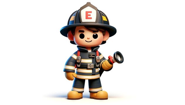 3d render of an firefighter. Kid friendly