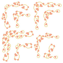 Flourish Floral Border. Flower Vintage hand drawing elements. Retro Frame graphic Ornament. Sketch drawn cartoon corner element. Vector illustration isolated on white background