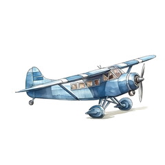 blue watercolor airplane