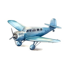 Fototapeta premium blue watercolor airplane