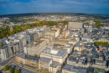 Fototapeta na wymiar Aerial View of the Capitol of Luxembourg during early Autumn