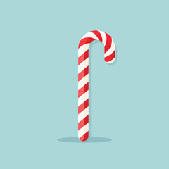 A clean and sleek candy cane illustration. Flat clean illustration style - obrazy, fototapety, plakaty