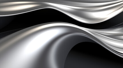 Sleek and Shiny: Chrome Metal Wave Backdrop