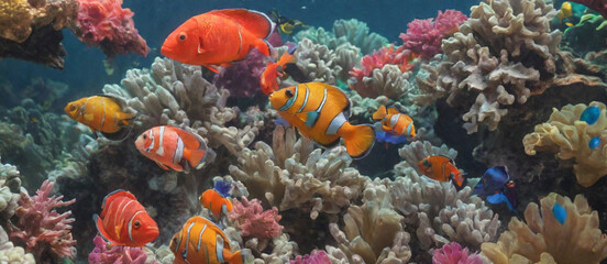 Fototapeta na wymiar Colorful fishes 