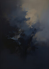 a painting of a black sky with white clouds. Expressive Navy color oil painting background