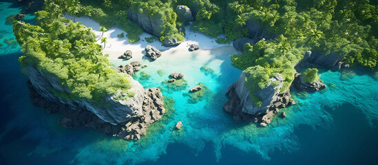 a view of a tropical island. AI generated - obrazy, fototapety, plakaty