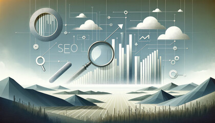 SEO Growth Landscape - Minimalist Geometric Marketing Analytics Panorama