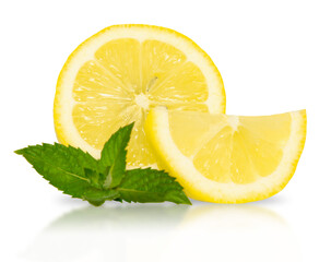 isolated lemon with mint