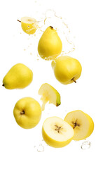 Pears with Water Splashes, Transparent Background, PNG, Fresh Fruit Image