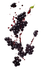 Ripe Red Currants with Wine Glass and Green Leaves, High Resolution, Transparent Background, PNG Format