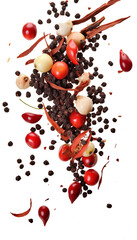 Pepper, Onion, Chili, Cinnamon Composition, Transparent Background, PNG - Spice Mix, Cooking Ingredients, Flavorful Food Concept