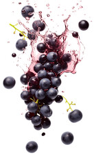 Grapes with Water-Wine Splashing, Transparent Background, PNG - Fresh Fruit, Vineyard Produce, Healthy Diet Concept