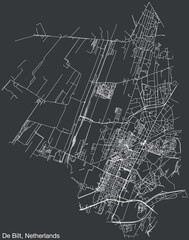 Detailed hand-drawn navigational urban street roads map of the Dutch city of DE BILT, NETHERLANDS with solid road lines and name tag on vintage background