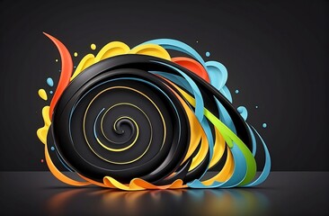 Abstract spiral sound wave rhythm lines illustration. Dynamic abstract vector background. Vector shapes on black background
