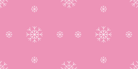 Beautiful snowflakes on pink background, seamless pattern, flat vector