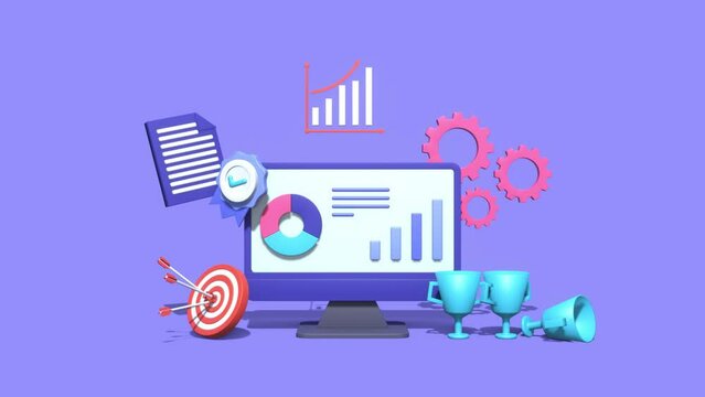 Target Marketing, Business Goals, Business Strategy, Business Achievements - Conceptual 3D Animation Video Clip.