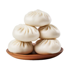 Baozi or Chinese Steamed Buns isolated on white background