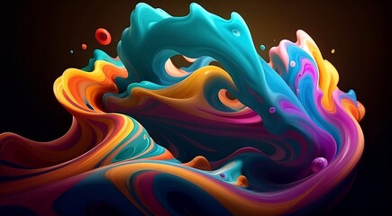 Abstract rainbow paint in background. 3d aesthetic of creative projects. Marble liquid background footage. High-quality footage features colorful liquids swirling and flowing to create stunning