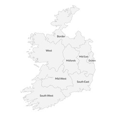 Fototapeta premium Ireland map. Map of Ireland in main regions