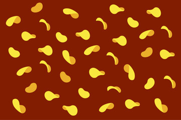 Set of flat vector flying snacks for animation. Flying chips