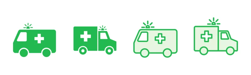 Plexiglas foto achterwand Ambulance icon set. ambulance truck icon vector. ambulance car © AAVAA